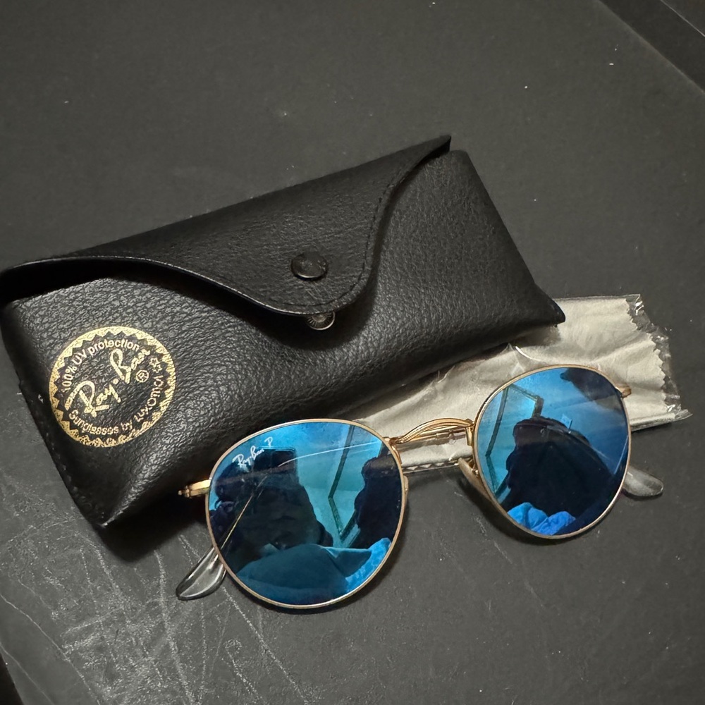 Ray-Ban Gold and Blue Classic Sunglasses